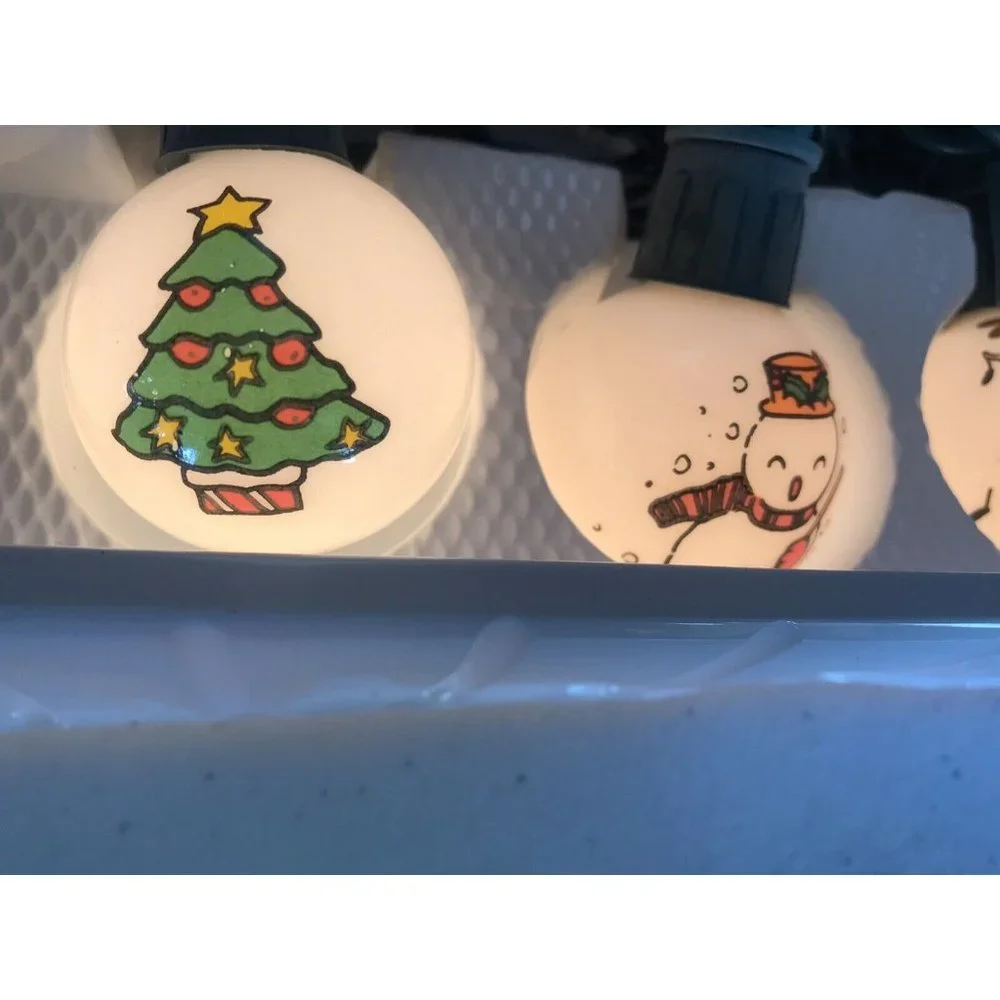 Merry Xmas Christmas‎ Tree Round White lights Indoor Outdoor Snowman Santa Bells